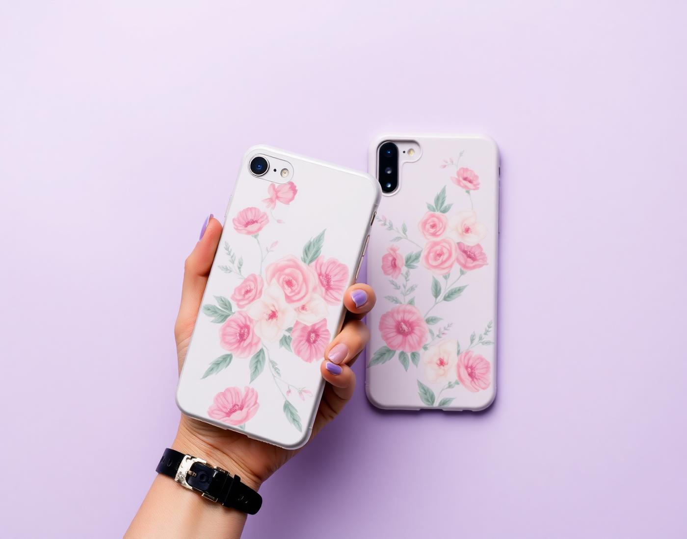 Custom printed phone cases with personalized floral artwork